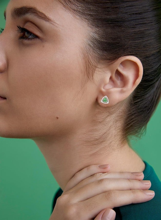 مينوتيا أقراط مينوتيا الفضية المطلية بتصميم عصري للنساء والفتيات | أقراط مثلثة الشكل | مجوهرات عصرية MNT0474LGR_S - Image 3