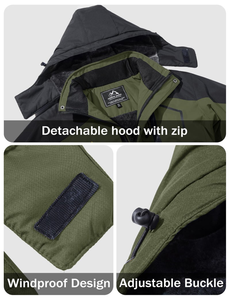 MAGCOMSEN Mens Parka Winter Coats Ski Jacket Waterproof Jaket Fleece Jacket Rain Jacket Rain Coats Warm Jacket Softshell Jacket Snowboard Jackets - Image 4