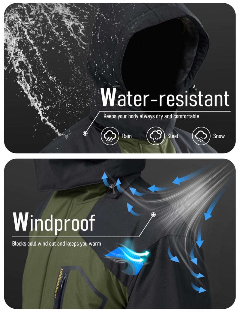 MAGCOMSEN Mens Parka Winter Coats Ski Jacket Waterproof Jaket Fleece Jacket Rain Jacket Rain Coats Warm Jacket Softshell Jacket Snowboard Jackets - Image 2