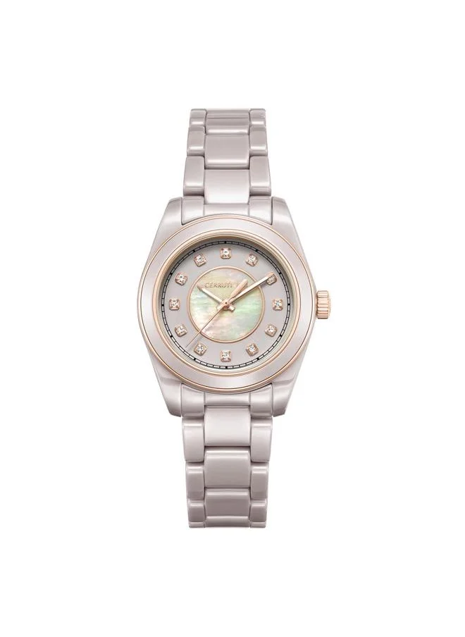 شيروتي 1881 Alessandari Analog Beige Mop Watch For Women Sapphire Coated Flat Glass And  Ceramic Butterfly Bracelet 37mm Water Resistant 5 ATM - CIWLG0043503