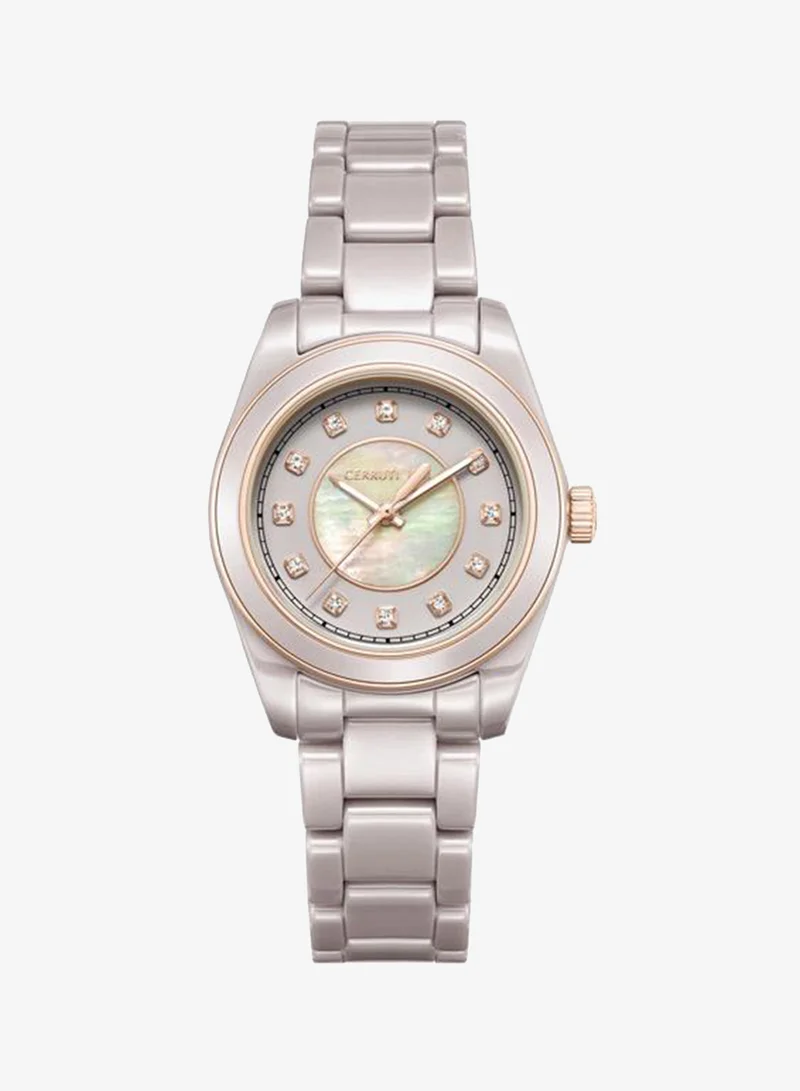 CERRUTI 1881 Alessandari Analog Beige Mop Watch For Women Sapphire Coated Flat Glass And  Ceramic Butterfly Bracelet 37mm Water Resistant 5 ATM - CIWLG0043503