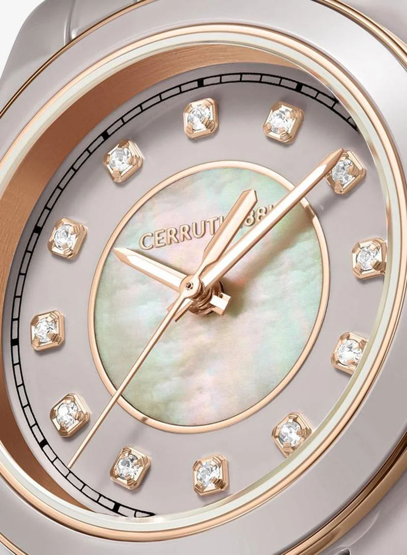 CERRUTI 1881  Alessandari Analog Beige Mop Watch For Women Sapphire Coated Flat Glass And  Ceramic Butterfly Bracelet 37mm Water Resistant 5 ATM - CIWLG0043503 for Women | Best Price UAE