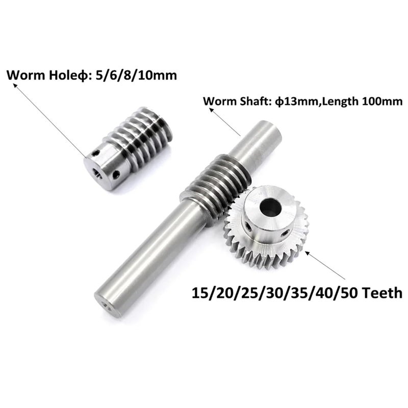 Worm Gear Steel Turbine Worm Shaft 15/20/25/30/35/40/50 Teeth 100mm Long DIY Model(8mm -Worm,30 Teeth-6mm) - Image 2
