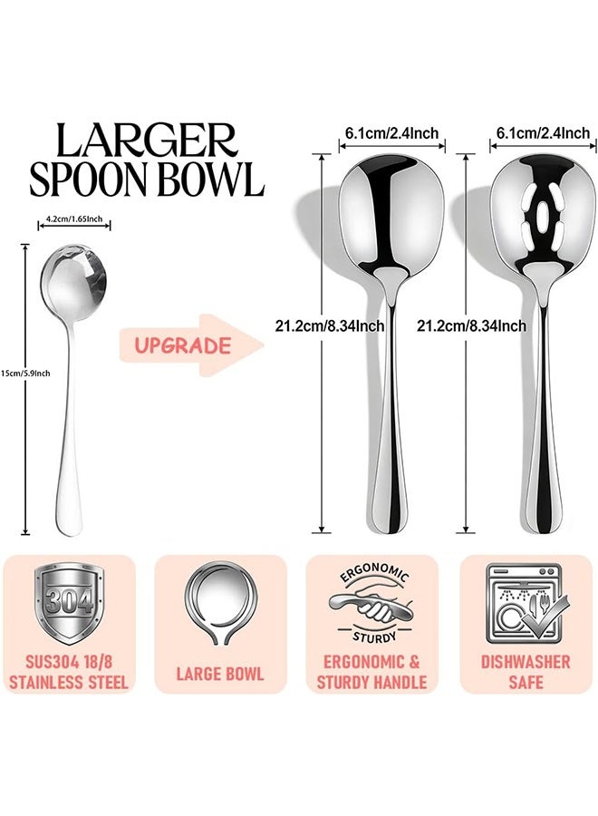 GIFT 4-Piece Serving Spoons, Stainless Steel Spoon, Large Buffet Serving Spoon, Heavy Duty 304 Stainless Steel, Tabletop Flatware Utensil for Banquet, Cooking, and Kitchen - Image 2