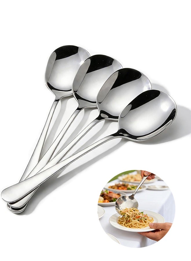 GIFT 4-Piece Serving Spoons, Stainless Steel Spoon, Large Buffet Serving Spoon, Heavy Duty 304 Stainless Steel, Tabletop Flatware Utensil for Banquet, Cooking, and Kitchen - Image 1