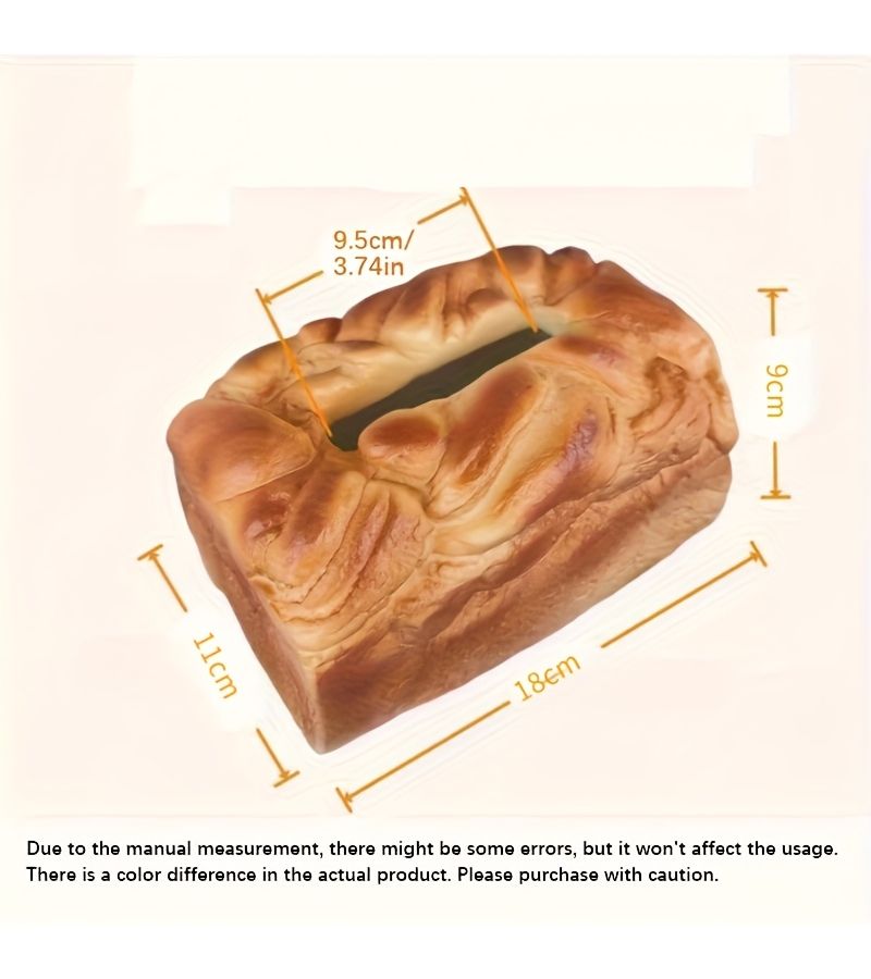 Faux Toast Bread Napkin Box Creamy Desktop Organizer For Living Room Coffee Table 1pc - Image 5