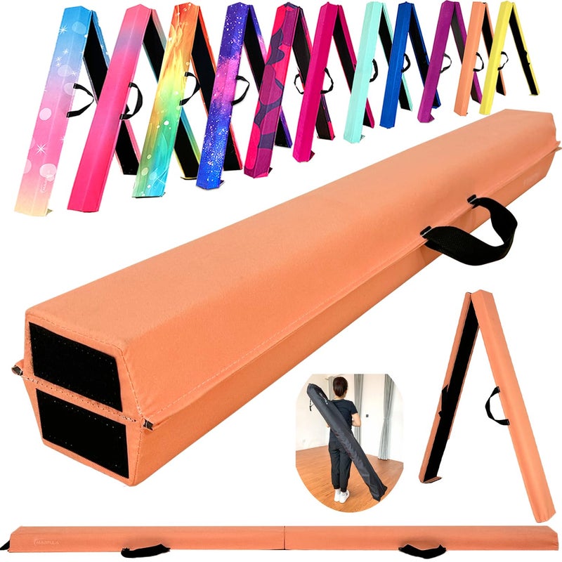 MARFULA 6 FT / 8 FT / 9 FT Folding Gymnastics Beam Foam Balance Floor Beam - Extra Firm - Suede Cover - Anti Slip Bottom with Carry Bag for Kids/Adults Home Use - Image 1