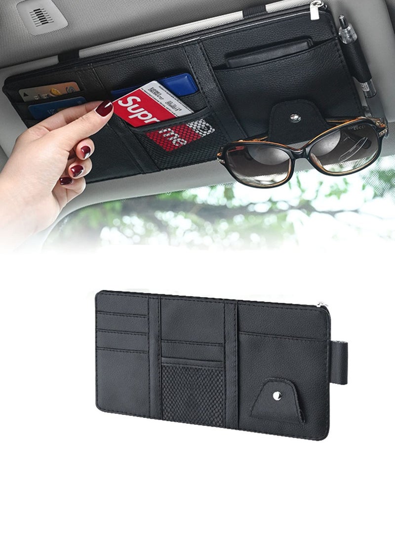 جهاز تخزين أقوال السيارة ، حقيبة تخزين من جلد السوستور ، مناسبة للنظارات الشمسية القلم ، أحدث طراز (أسود) - Image 1