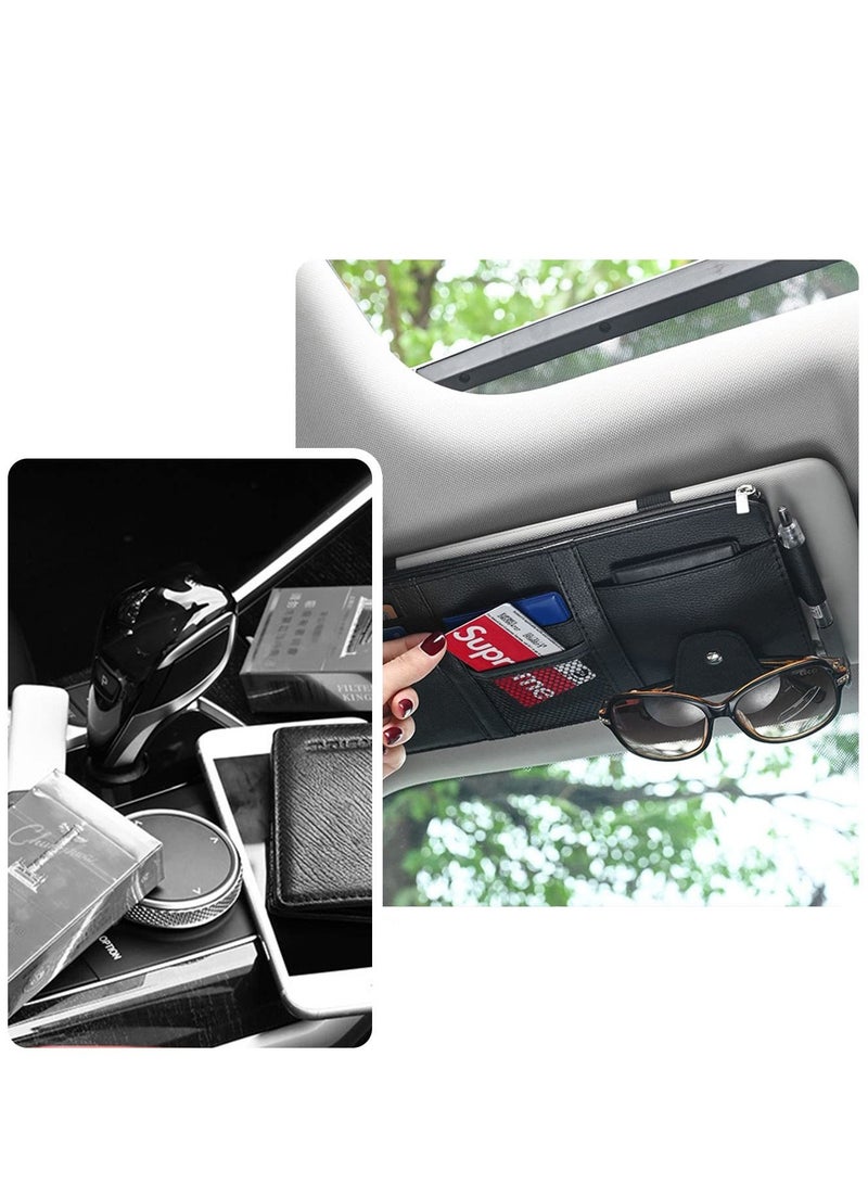 جهاز تخزين أقوال السيارة ، حقيبة تخزين من جلد السوستور ، مناسبة للنظارات الشمسية القلم ، أحدث طراز (أسود) - Image 2