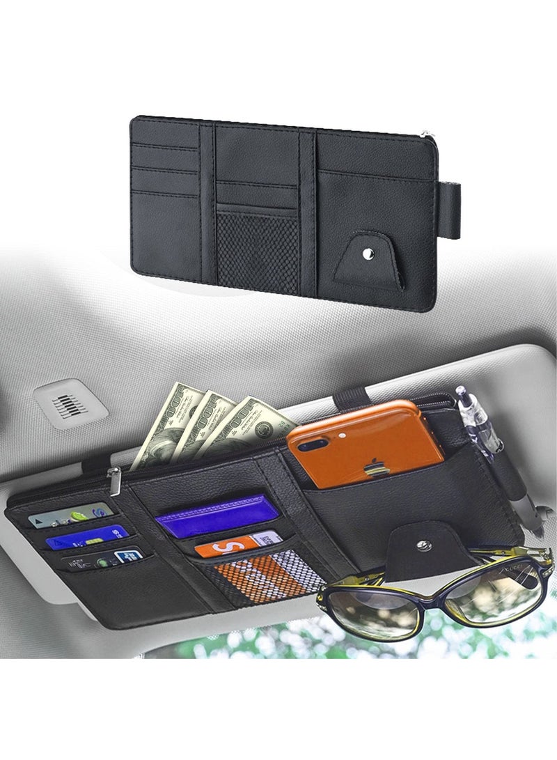 جهاز تخزين أقوال السيارة ، حقيبة تخزين من جلد السوستور ، مناسبة للنظارات الشمسية القلم ، أحدث طراز (أسود) - Image 3