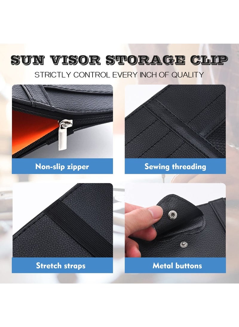 جهاز تخزين أقوال السيارة ، حقيبة تخزين من جلد السوستور ، مناسبة للنظارات الشمسية القلم ، أحدث طراز (أسود) - Image 4