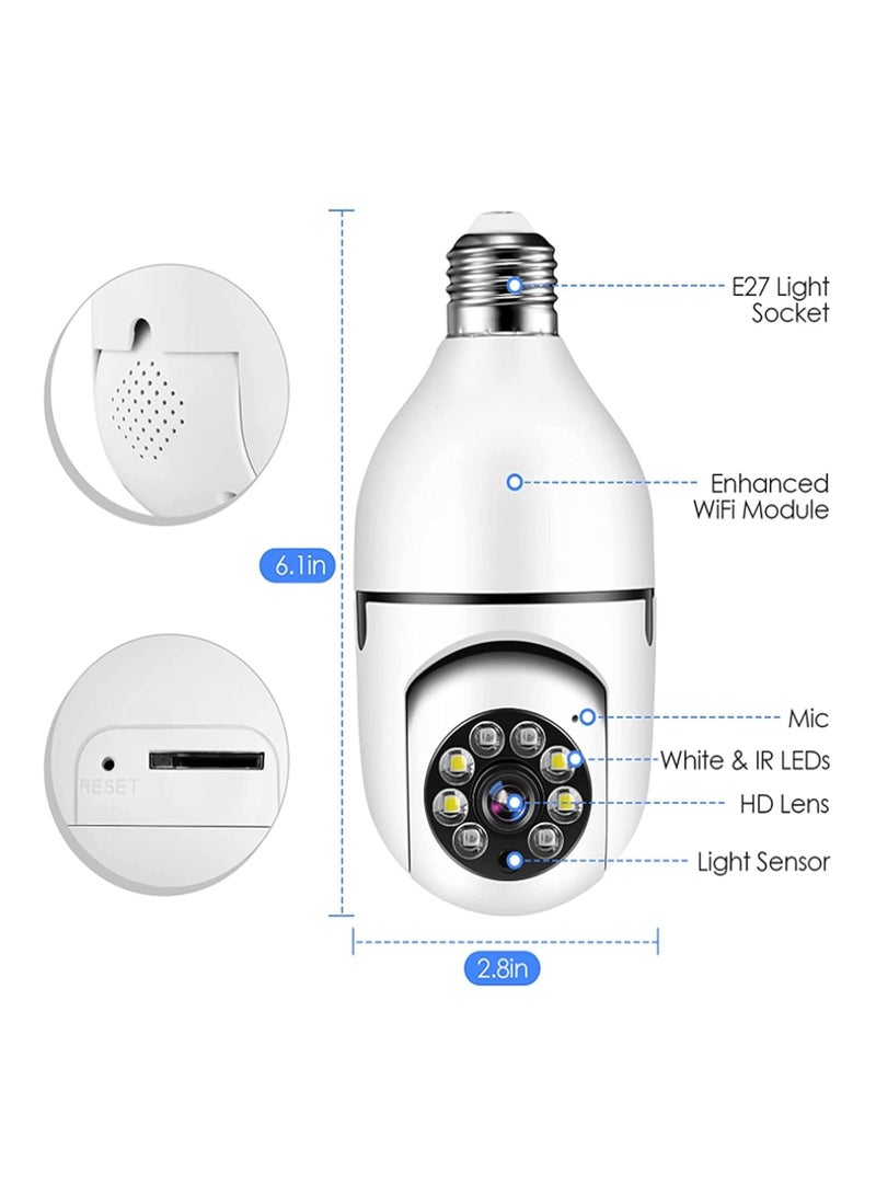 ELTRAZONE Tilt Security Light Camera V380 130W dpi Smart Wireless WIFI Full Color Bulb Camera 2.4Ghz 360 Degree E27 Panoramic IP Camera (No SD Card) - Image 2