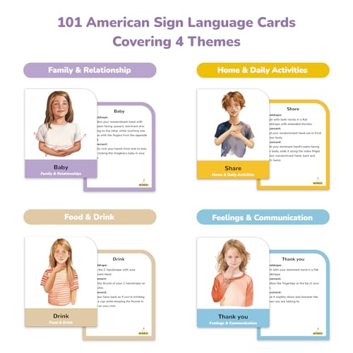 CHEFAN ASL Flash Cards 101 American Sign Language Flash Cards for Beginners Kids Teens and Adults - Image 5