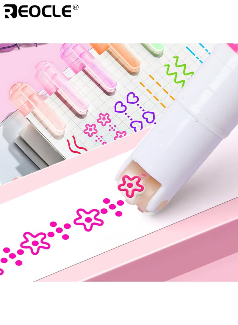 ريوكل 6 قطع أقلام بتصميم زهري بأطراف خطية دقيقة وأشكال منحنية - أدوات كتابة زخرفية بتدفق حبر سلس لتدوين الملاحظات واليوميات والدراسة - Image 2