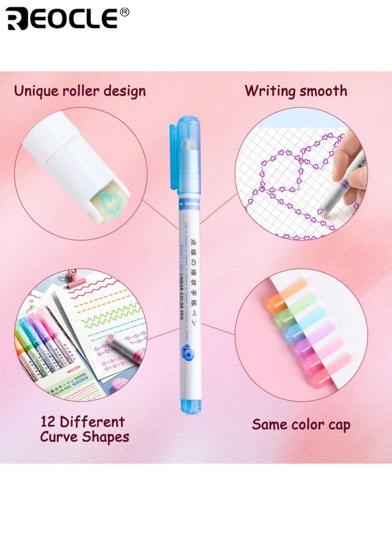 ريوكل 6 قطع أقلام بتصميم زهري بأطراف خطية دقيقة وأشكال منحنية - أدوات كتابة زخرفية بتدفق حبر سلس لتدوين الملاحظات واليوميات والدراسة - Image 5