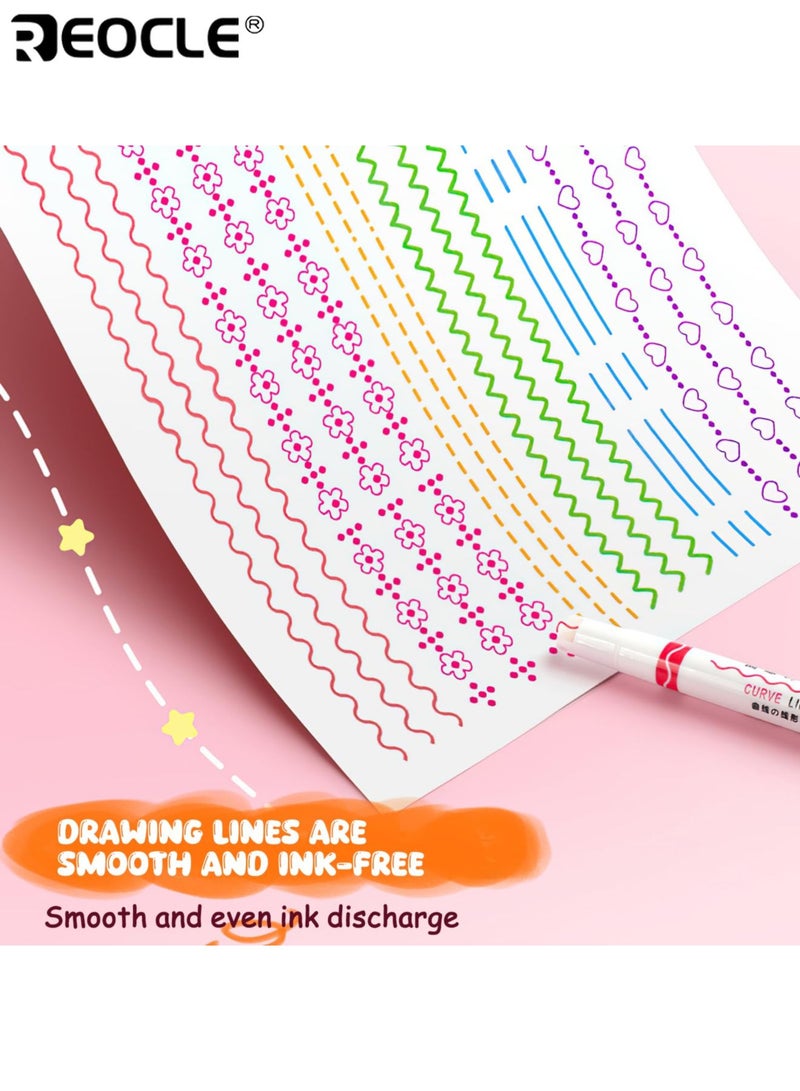 ريوكل 6 قطع أقلام بتصميم زهري بأطراف خطية دقيقة وأشكال منحنية - أدوات كتابة زخرفية بتدفق حبر سلس لتدوين الملاحظات واليوميات والدراسة - Image 3