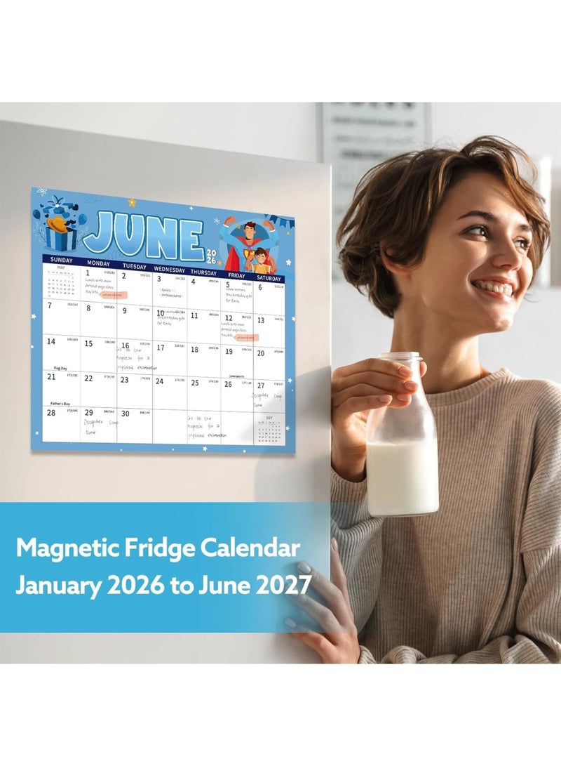 SYOSI Magnetic Fridge Calendar, 18 Month Refrigerator Planner from January 2026 to June 2027, Magnetic Wall Calendar for Personal Planning Organizing Meal Schedules and Family Events, Festival Style - Image 3