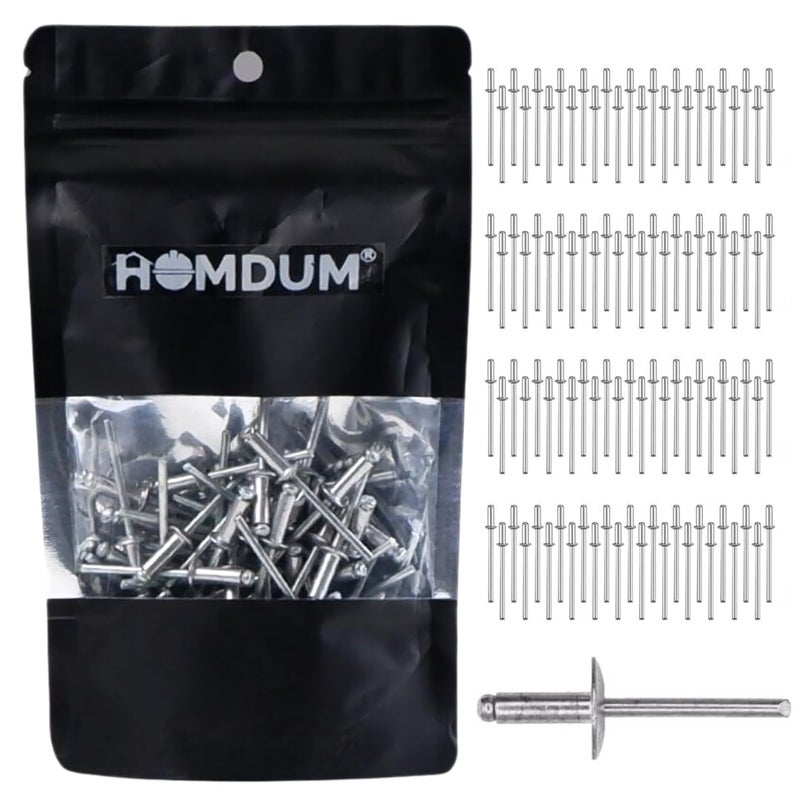 Homdum Aluminium Blind Rivet Metal POP Rivets for Riveting GunRiveter machine Pack of 100 Pieces 48 x 20 - Image 1