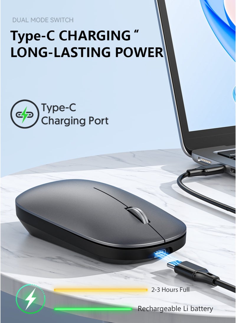 Wireless Mouse Bluetooth & 2.4G Dual Mode, 3 Adjustable DPI,Mouse Ultra Thin Portable Design for Laptop, Computer, Office, Travel - Image 5