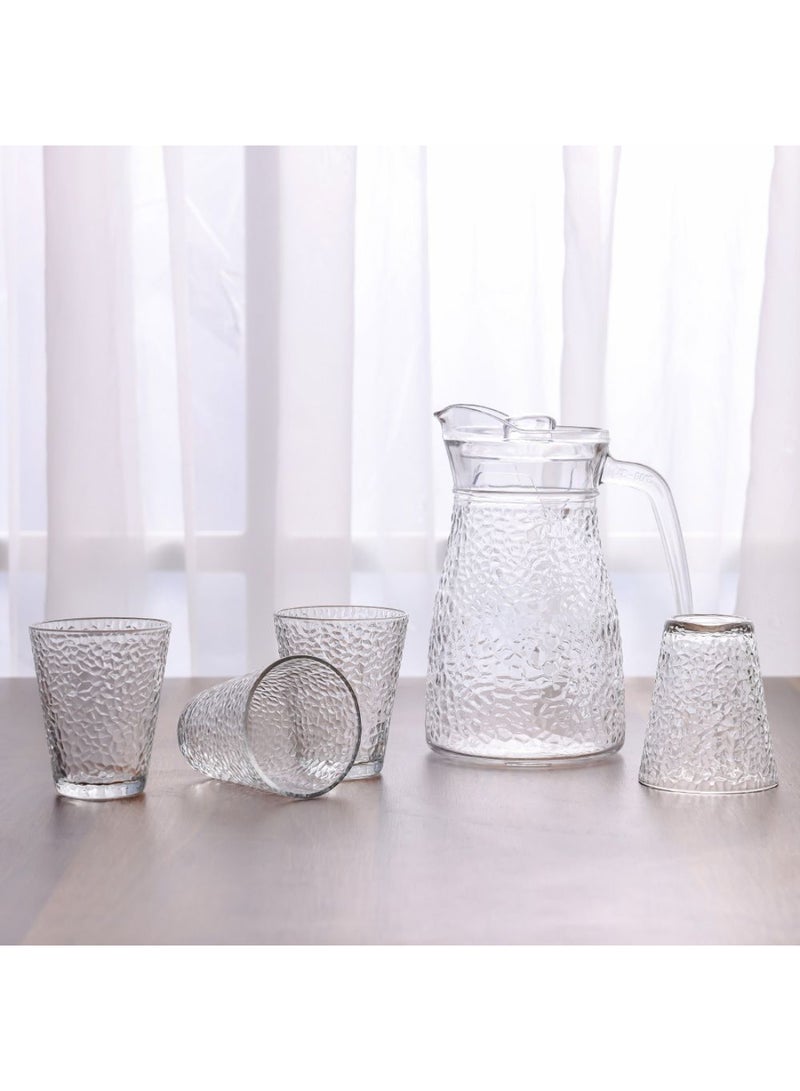 DANUBE HOME Danube Essential 5-Piece Glass Pitcher Set – Durable Clear Glass Water Pitcher with Lid, Ideal for Home, Kitchen, Office, Party, and Everyday Use – Stylish Drinkware Set 1.2L/240ml  - Image 1