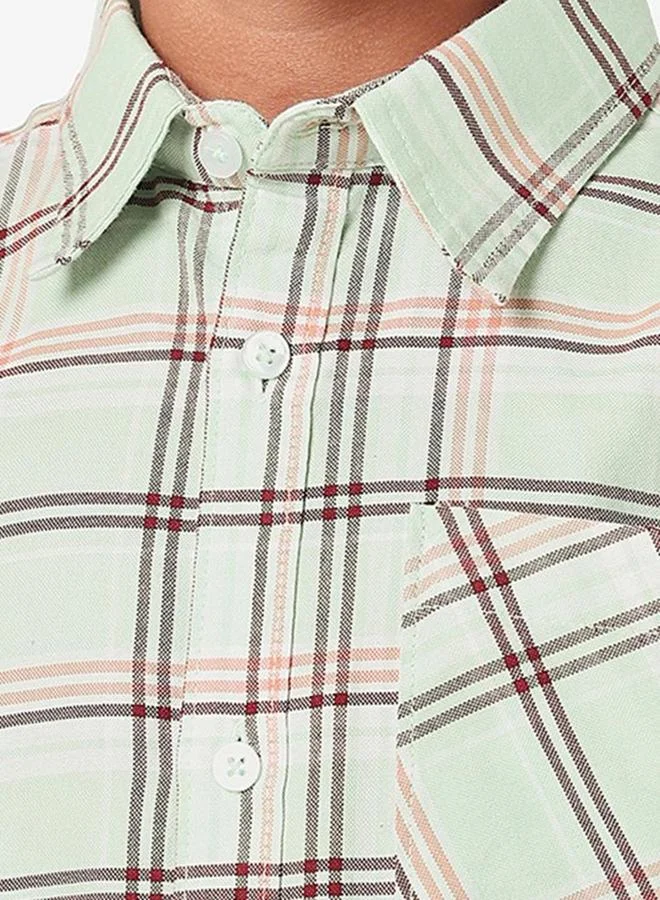 بونكيدز قميص قطني مطبوع للأولاد بلون أخضر فاتح