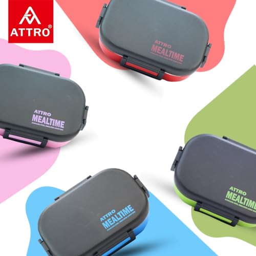 Attro Meal Time Stainless Steel Insulated Lunch Box with Small Container Airtight Leak-Proof Perfect for Office, School, Picnic, 800 ml - Red - Image 3
