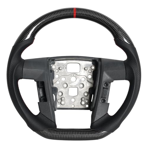 JIANGGAI D-shaped Perforated Leather Grip Steering Wheel, Real Carbon Fiber Steering Wheel With Trim Fit For Ford F150 2009-2014 - Image 1