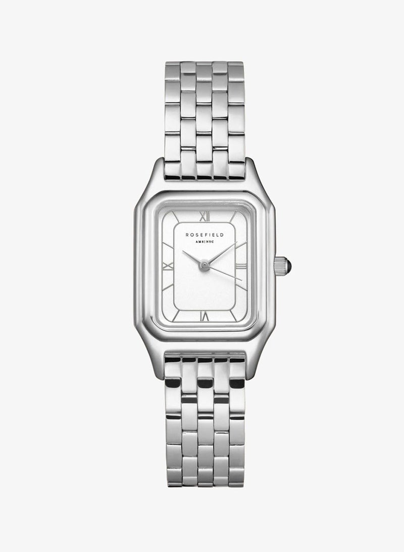 Rosefield Ivy White Silver Roman numbers Steel Strap Silver - OCWSSS-OC02 - Image 1
