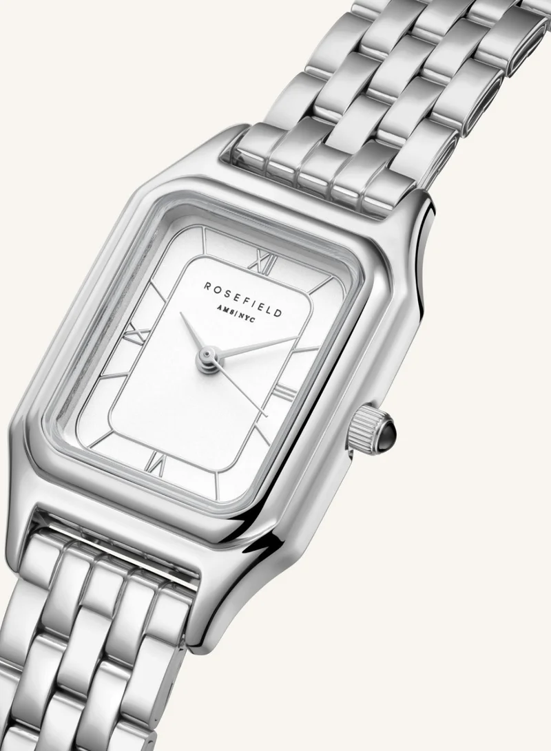 Rosefield  Women's Ivy Rectangular Analogue Watch, White Matte Dial, Silver Steel Bracelet for Women | Best Price UAE