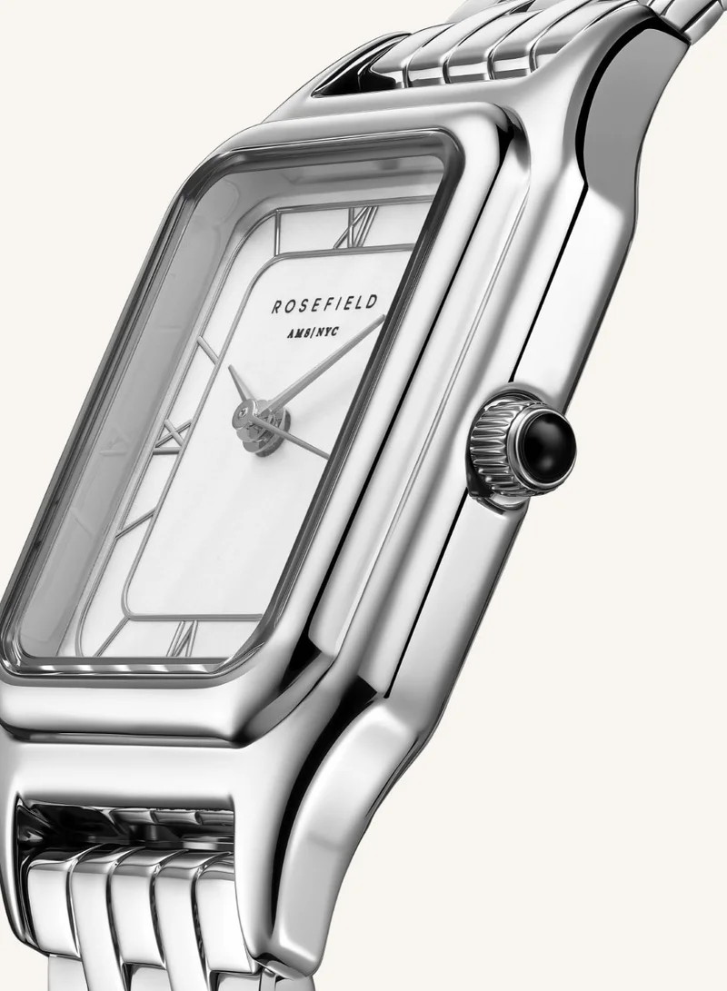 Rosefield  Women's Ivy Rectangular Analogue Watch, White Matte Dial, Silver Steel Bracelet for Women | Best Price UAE