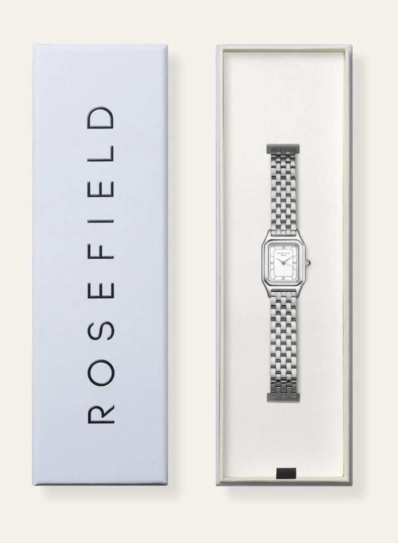 Rosefield  Women's Ivy Rectangular Analogue Watch, White Matte Dial, Silver Steel Bracelet for Women | Best Price UAE
