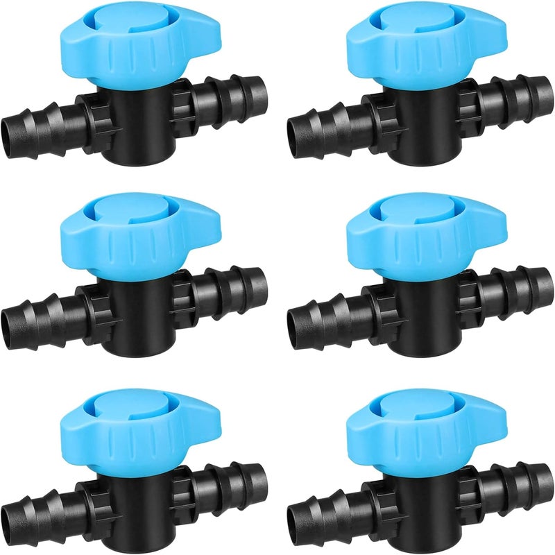 Arfun 6 Pack Drip Irrigation 1/2 inch Barbed Valve, Drip Line Parts 1/2" Shut Off Valve Fits for 1/2 Inch Drip Irrigation Tubing (.570-.620" ID) for Drip or Sprinkler Systems - Image 1