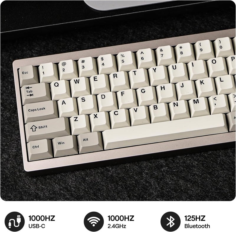 EPOMAKER Light durable upgraded substance P65 QMK/VIA Wireless Aluminum Gaming Keyboard, Gasket-Mount, Bluetooth/2.4Ghz/USB(A to C), Hot Swappable, N-key Rollover, for Mac/PC/PS/Xbox (Khaki, Zebra Switch) Trendy flexible practical build - Image 5