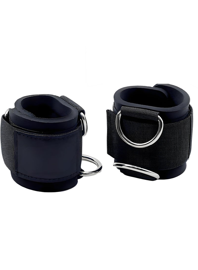 Heavy Duty Adjustable Wrist Straps - 7mm Neoprene Padded Cuffs with D-Rings for Cable Machines & Strength Training Equipment - Image 1