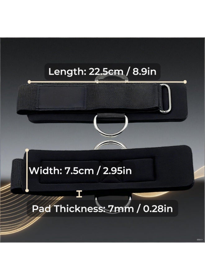 Heavy Duty Adjustable Wrist Straps - 7mm Neoprene Padded Cuffs with D-Rings for Cable Machines & Strength Training Equipment - Image 4