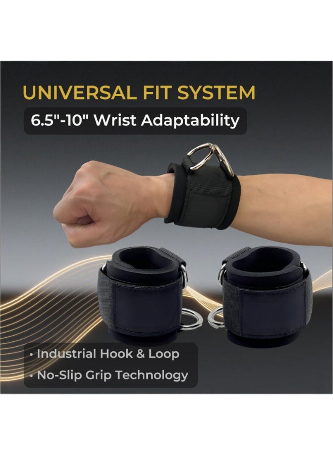 Heavy Duty Adjustable Wrist Straps - 7mm Neoprene Padded Cuffs with D-Rings for Cable Machines & Strength Training Equipment - Image 5