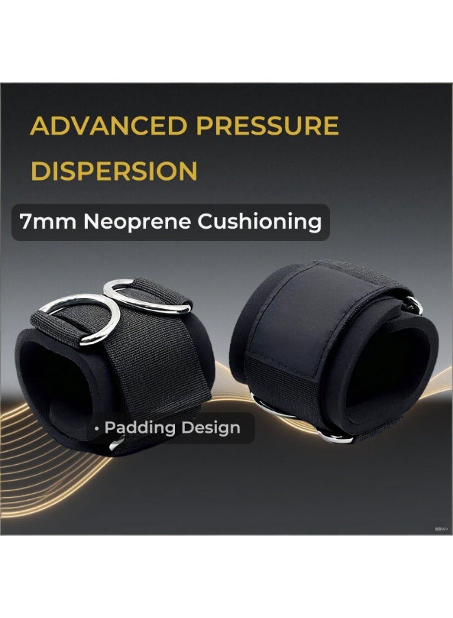 Heavy Duty Adjustable Wrist Straps - 7mm Neoprene Padded Cuffs with D-Rings for Cable Machines & Strength Training Equipment - Image 3