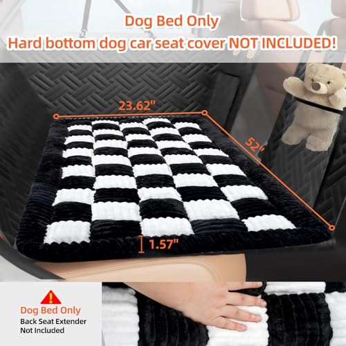 LEHNI Backseat Pet Bed Mat, Deluxe Dog Seat Covers,Truck Plaid Dog Bed for Car Back Seat, Non-Slip Travel Pet Mat, Back seat Extenders for Car/SUV (for L-Black/White) - Image 3