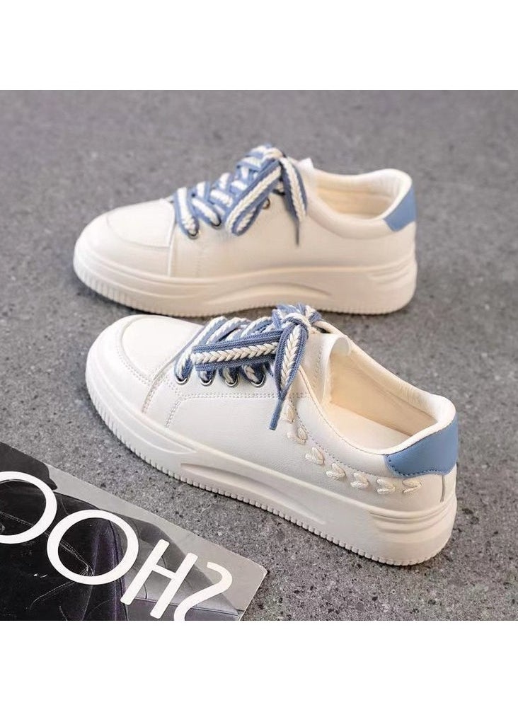 Generic Leisure Leather Women's Sports Korean Thick Sole Board Shoes 