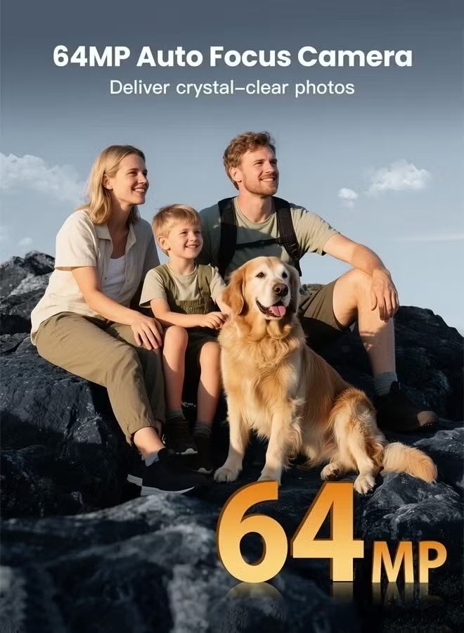 زونبون كاميرا رقمية 4K للتصوير - كاميرا تسجيل فيديو بتركيز تلقائي ودقة 64 ميجابكسل - شاشة قابلة للقلب بزاوية 180 درجة - تكبير رقمي 18X - تسجيل مقاطع فيديو بدقة 4K - بطاقة SD سعة 64 جيجابايت - Image 2