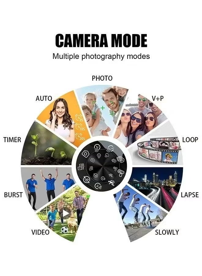 زونبون كاميرا رقمية 4K للتصوير - كاميرا تسجيل فيديو بتركيز تلقائي ودقة 64 ميجابكسل - شاشة قابلة للقلب بزاوية 180 درجة - تكبير رقمي 18X - تسجيل مقاطع فيديو بدقة 4K - بطاقة SD سعة 64 جيجابايت - Image 3