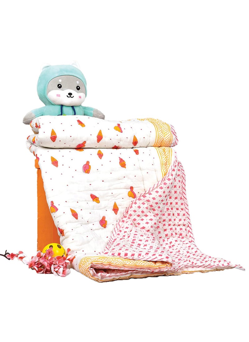 MOM'S HOME MOM'S HOME Organic Cotton Baby Quilt | 100 * 150cm | 0-5 Years | Ice-Cream  - Image 1