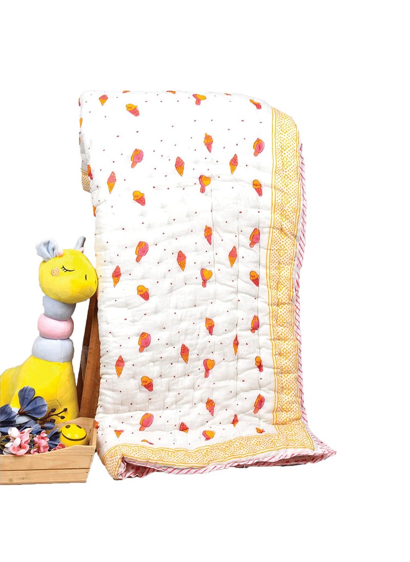 MOM'S HOME MOM'S HOME Organic Cotton Baby Quilt | 100 * 150cm | 0-5 Years | Ice-Cream  - Image 2