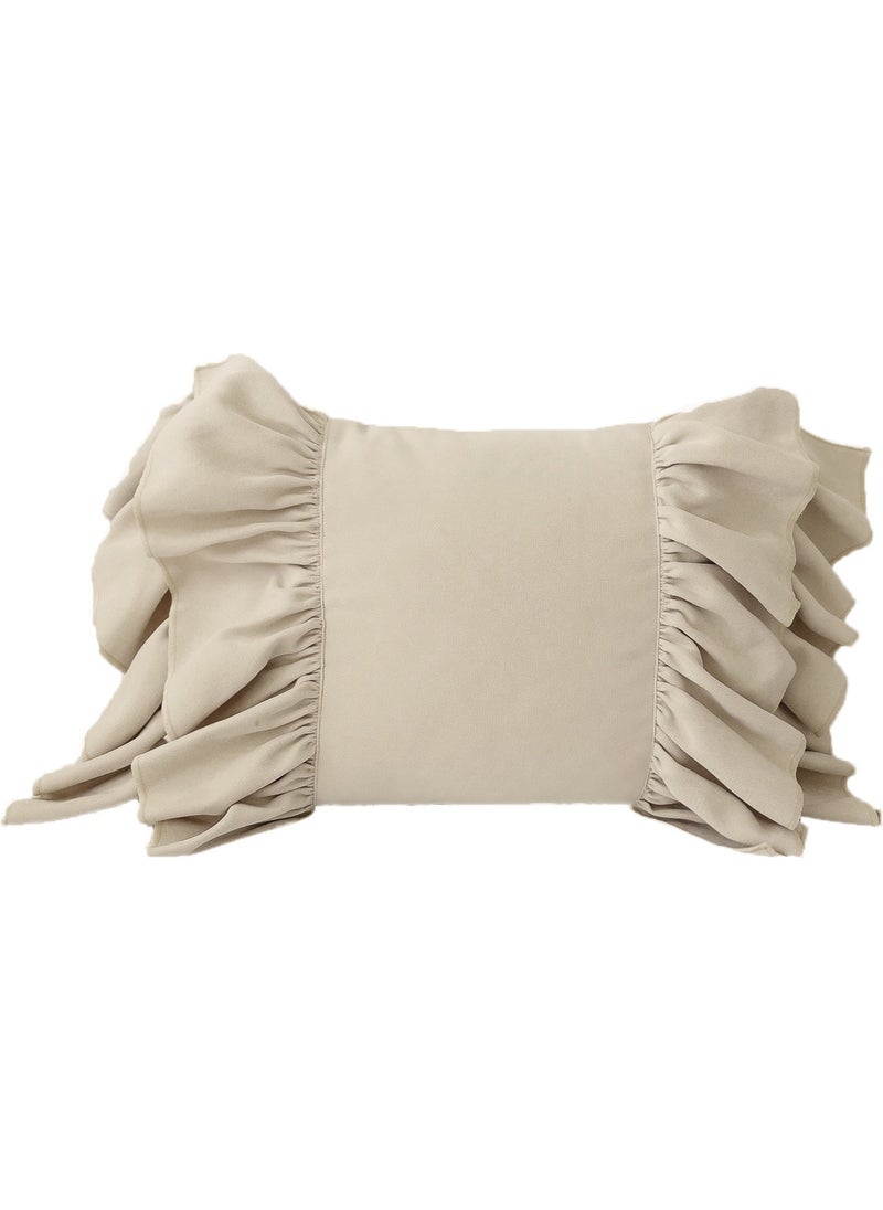 Ritmo Home Frilly Vintage Bohemian Throw Pillow Cover Mink  - Image 1