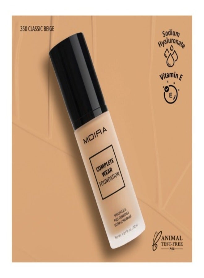 moira moira MOIRA Complete Wear Foundation – Shade 350 Classic Beige Full Coverage, Long-Lasting Matte Finish, Lightweight & Waterproof Formula 30ml  - Image 5
