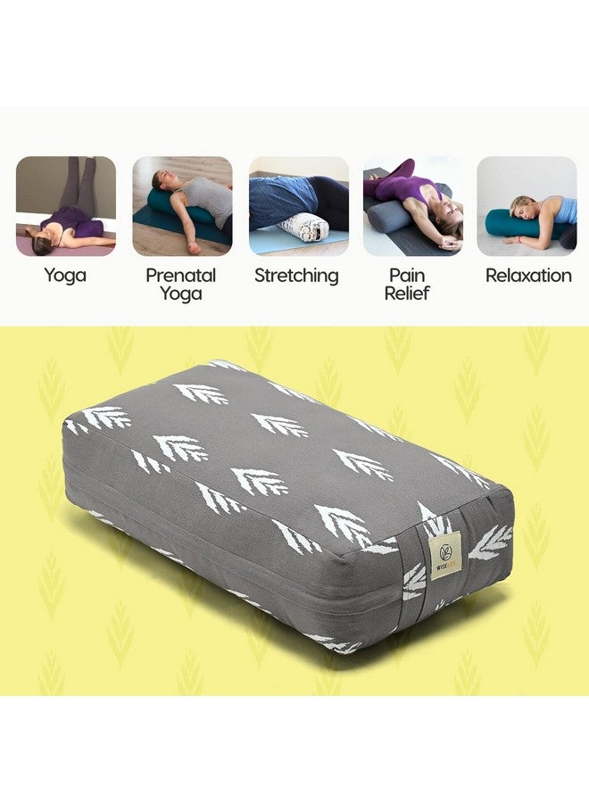 Wiselife Canvas Cotton Iyengar Yoga Bolster Pillow | Cotton Filled Cushion For Meditation, Yoga, Posture Correction, Asanas | Bolster With Removable & Washable Cover (Grey) - Image 4
