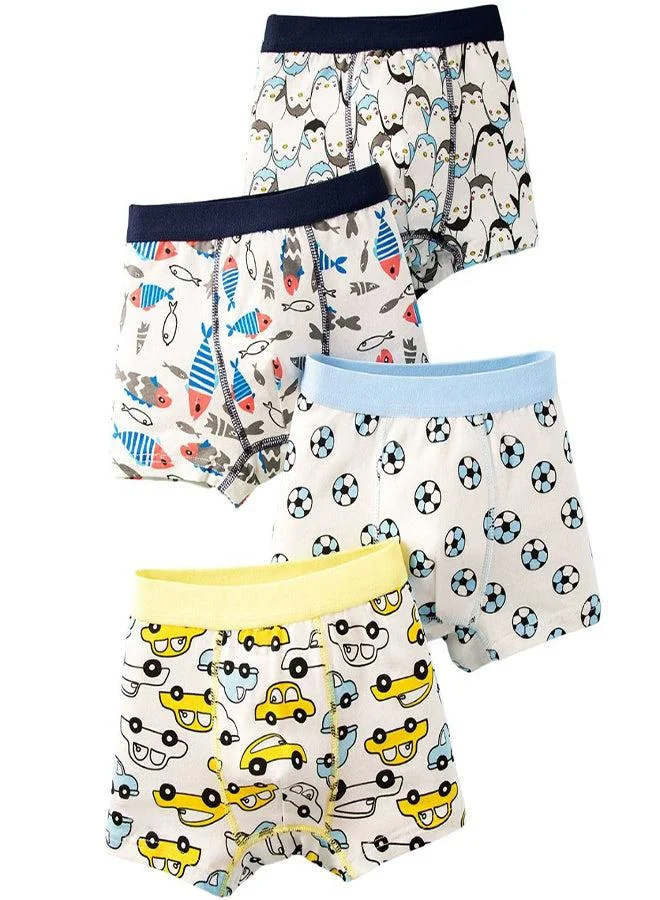 babyqlo Boys Cotton Animal Sports Boxer Pack of 4