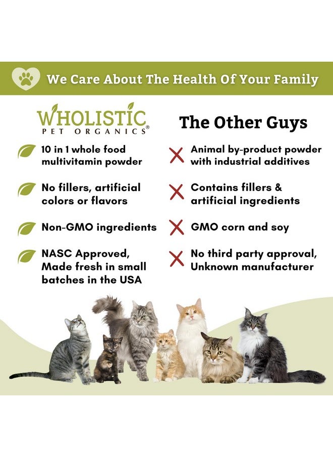 Wholistic Pet Organics Feline Complete: Cat Multivitamins Powder  4 Oz  Immune Support Supplements For Cats  Cat Probiotics, Minerals & Vitamins For Cats  Antioxidants For Cat Skin & Coat  - Image 5