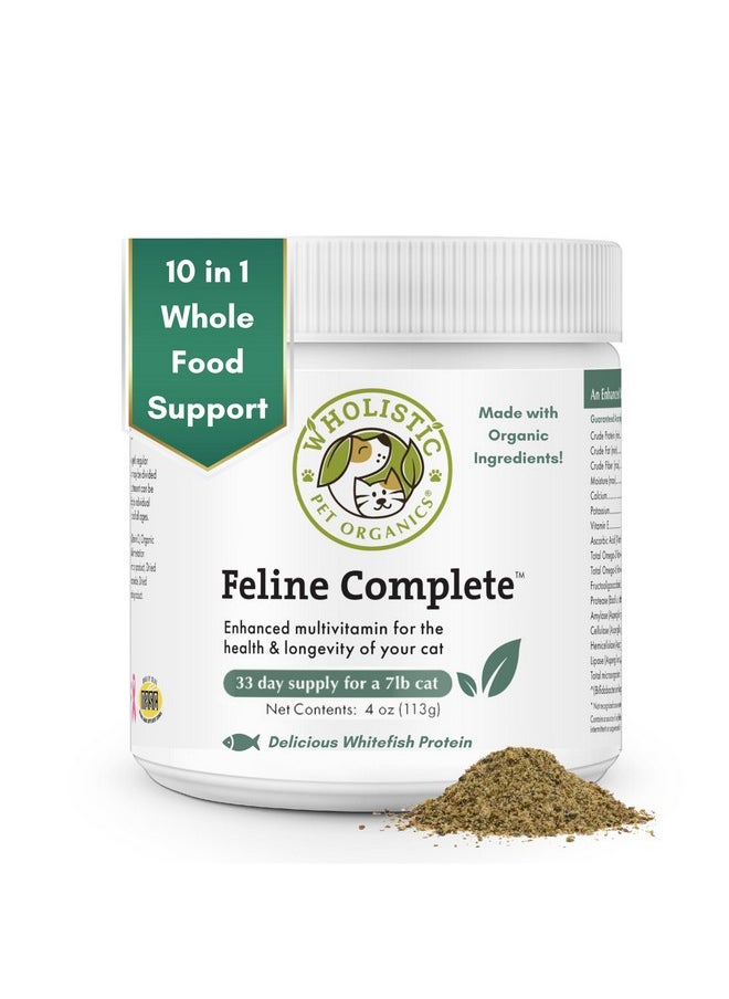 Wholistic Pet Organics Feline Complete: Cat Multivitamins Powder  4 Oz  Immune Support Supplements For Cats  Cat Probiotics, Minerals & Vitamins For Cats  Antioxidants For Cat Skin & Coat  - Image 1