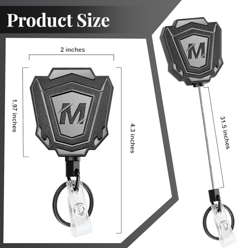 Maileto 2 Pack Heavy Duty Retractable Keychain with Belt Clip Retractable ID Badge Holder Reel with 31.5” Steel Cord, 9.0 oz - Image 2